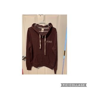 VS PINK Maroon Full Zip Hoodie